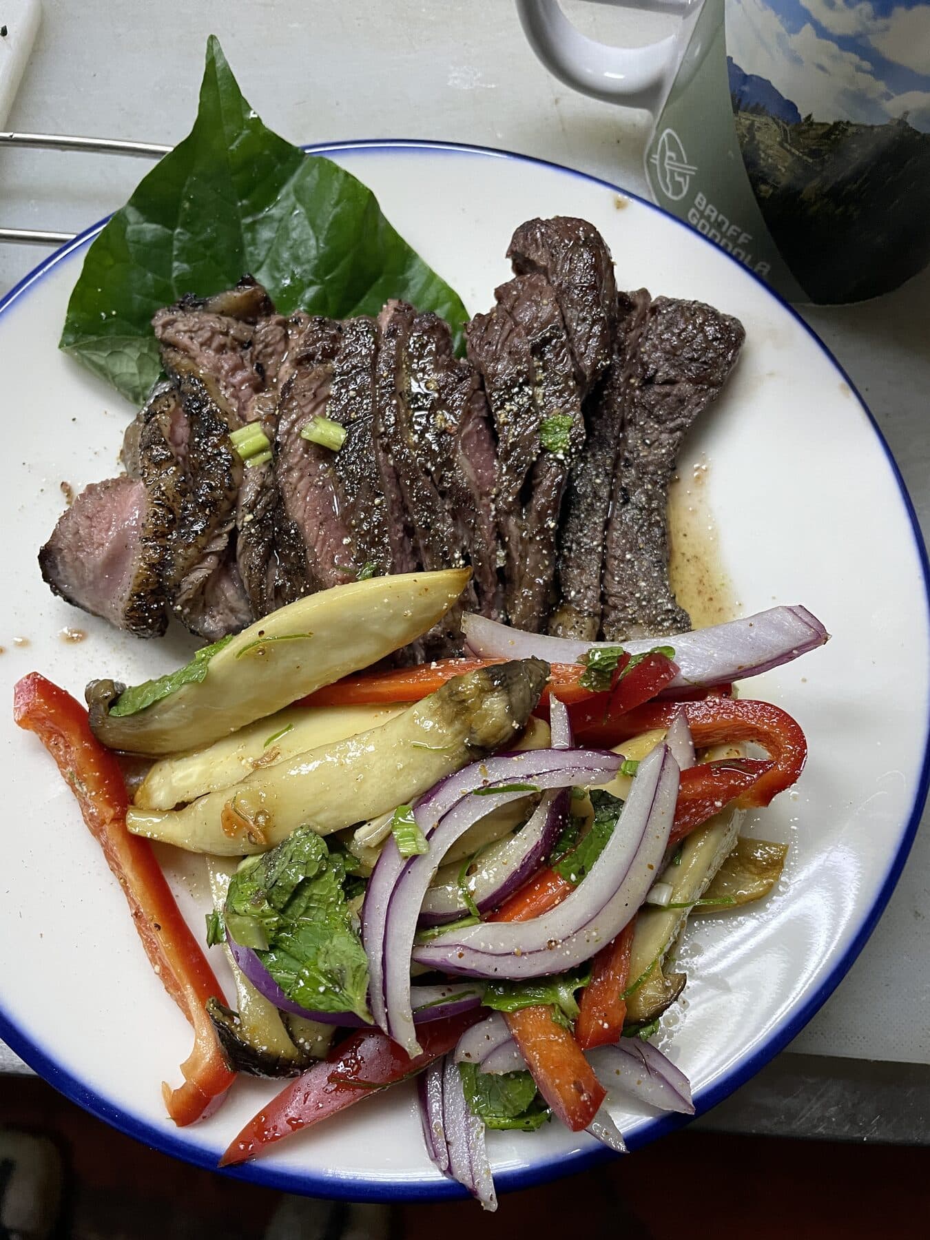Charcoal grilled picanha crying tiger with Thai herbs